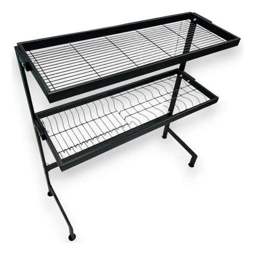 Escurridor Organizador De 2 Niveles Para Cocina, Color: Negro