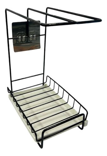 Escurridor Con Drenaje Para Cocina Soporte Trapos, Color: Negro