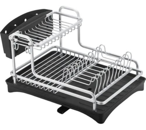 Escurridor De Cocina De Aluminio 2 Pisos, Color: Plateado