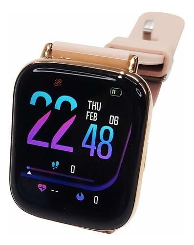 Smartwatch Um68 Reloj Inteligente Rosado, Color de la caja: Blanco, Color de la malla: Rosa, Color del bisel: Dorado