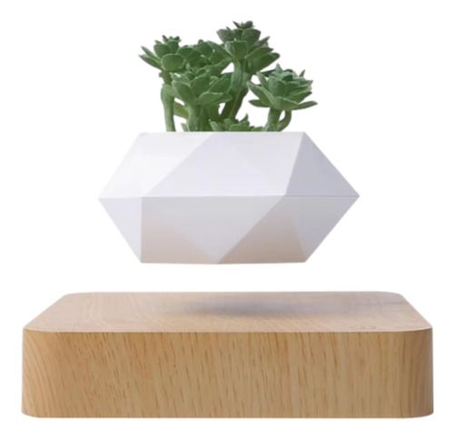 Maceta Giratoria Flotante Magnética Decorativa, Color: Beige