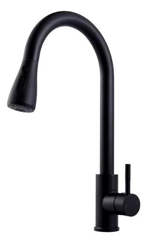 Grifo Cocina Extensible Y Giratorio 360° Monocomando, Acabado: Brillante, Color: Negro