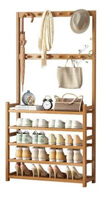 Zapatero De Bambu 5 Estantes Con Perchero