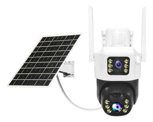 Camara Solar Seguridad V380 4g Ptz Para El Hogar Impermeable, Color: Blanco