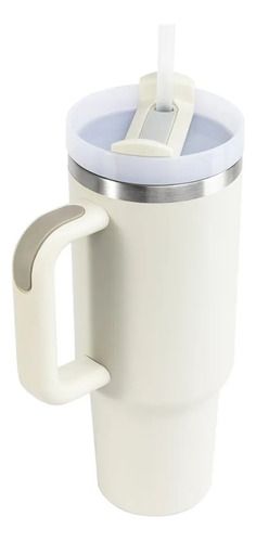 Vaso Termico Frio Calor Con Manija Y Sorbete 1,2 L, Color: Blanco, Nombre del diseño: Lisa