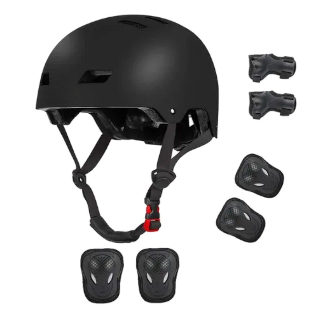 Set De Protección Casco Rodilleras Coderas Muñequeras