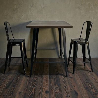 Mesa Alta, Hierro Y Madera Estilo Tolix