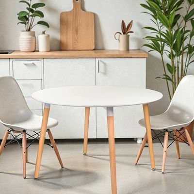 Mesa Eames Redonda 60cmx 75cm Melamina Y Madera