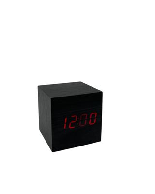 Reloj Despertador Digital De Madera Temperatura Cubo Chico