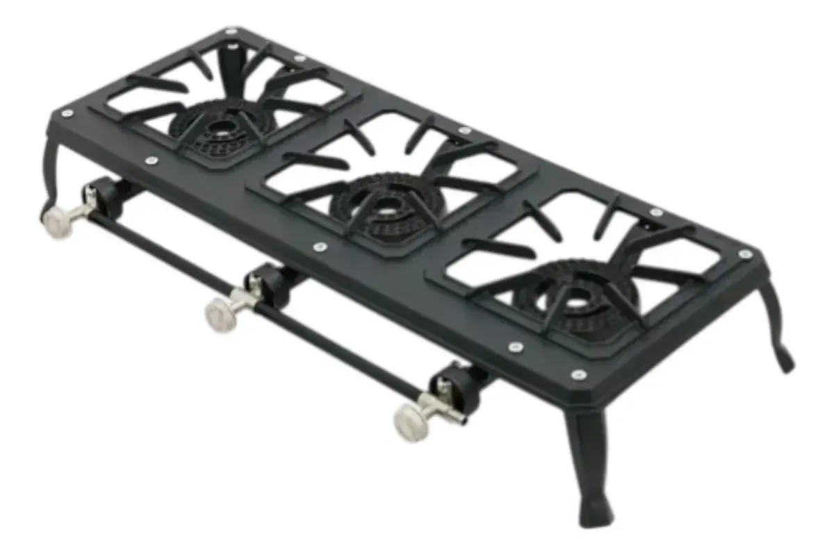 Anafe Cocinilla A Gas 3 Hornallas Hierro Fundido Gb-03 Negro Negro