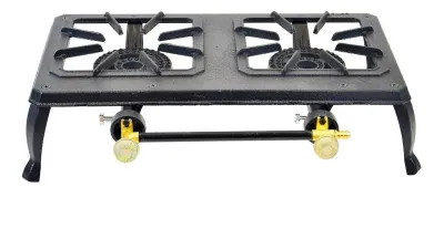 Anafe Quemador A Gas 2 Hornallas De Hierro Fundido Camping Color Negro