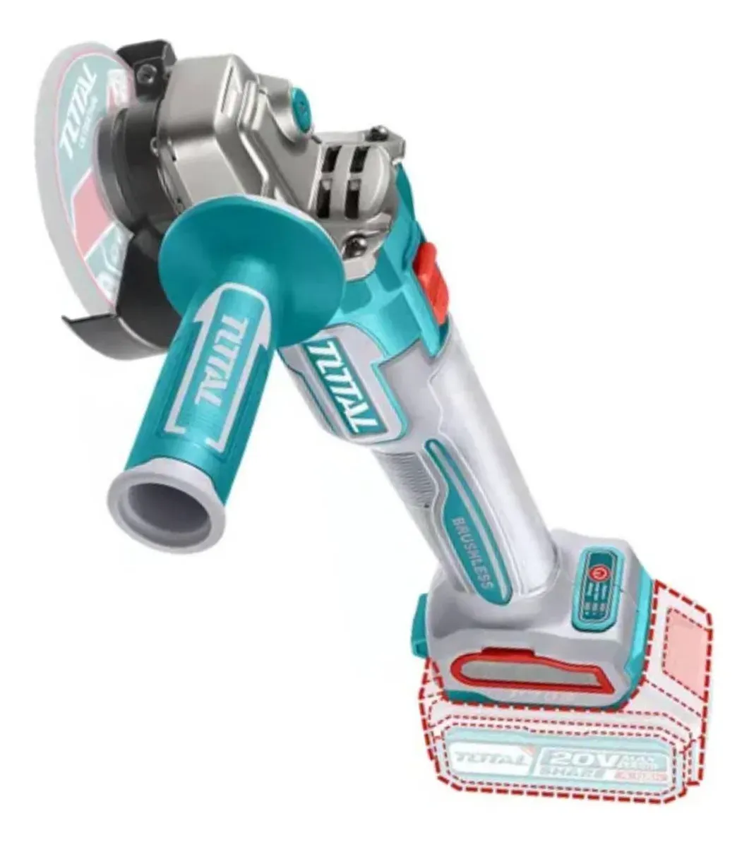 Amoladora Angular Total Tools De 50hz Color Verde 20 v + Accesorio Turquesa