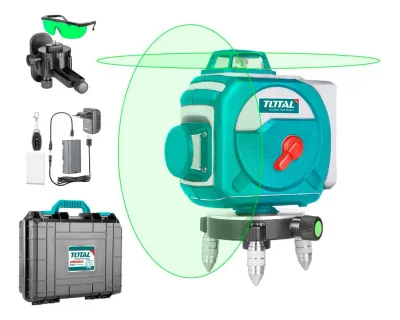 Nivel Láser 3d 360° Total, 30m, Autonivelante, Líneas Verdes, Batería De Litio Y Cargador - Incluye Maletín Y Accesorios
