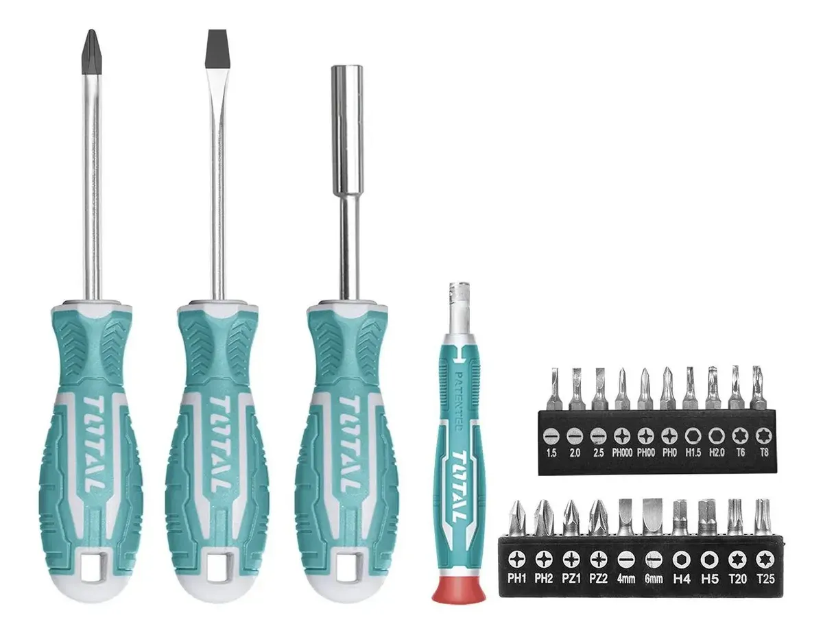 Juego De Destornilladores Y Puntas Total, 24 Piezas