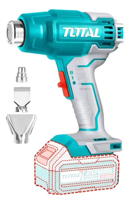 Pistola De Calor Inalámbrica Total 20v Industrial, Dos Temperaturas 300ºc / 550ºc - Con 3 Boquillas - No Incluye Batería Ni Cargador