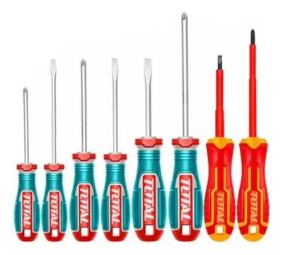 Set, Juego De 8 Destornilladores Total, Imantados - Chatos, Phillips, Aislados