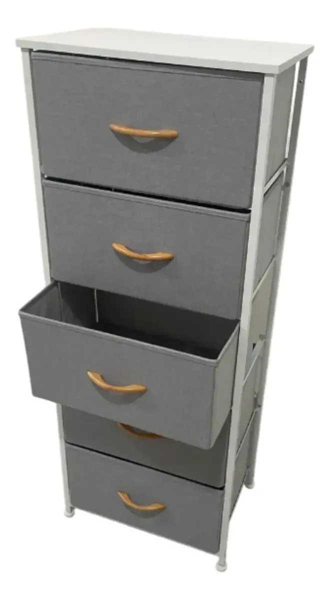 Cajonera Gris 5 Cajones. Hierro, Madera Y Tela