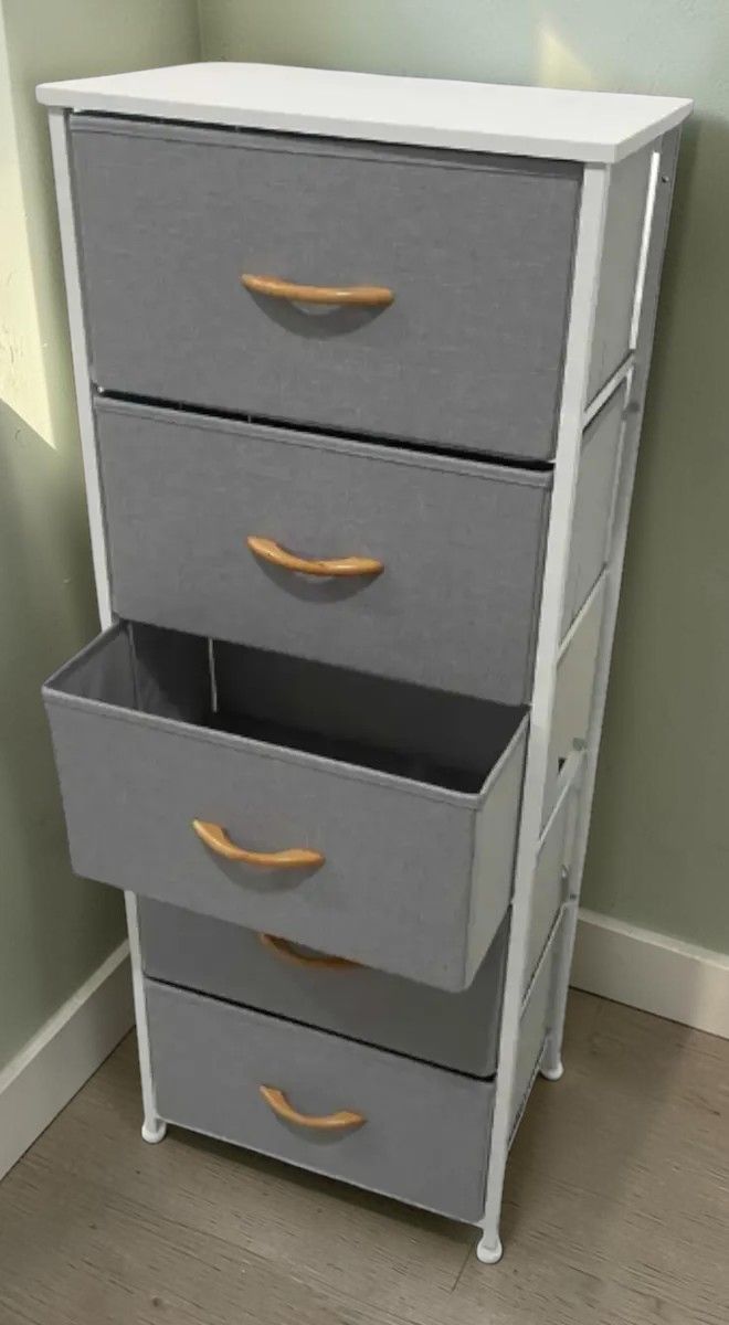 Cajonera Gris 5 Cajones. Hierro, Madera Y Tela