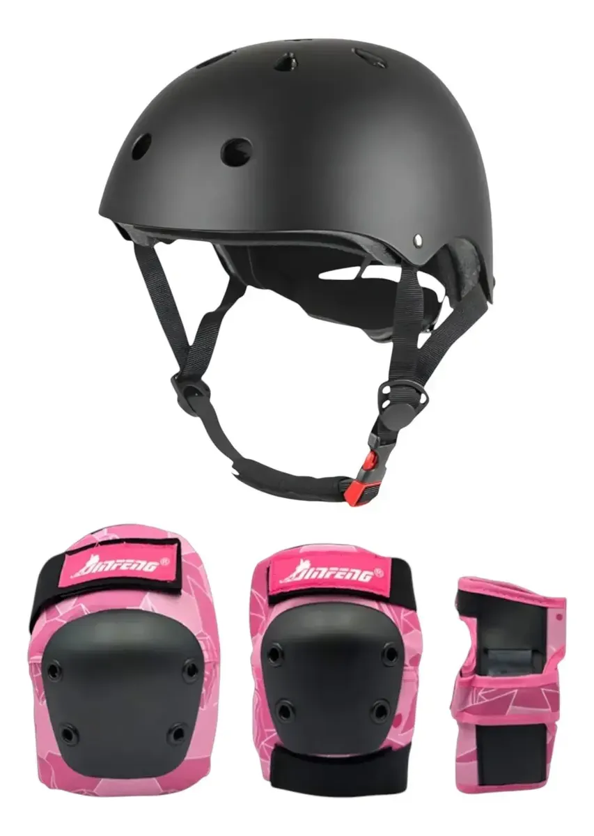 Set De Rodilleras Coderas Muñequeras + Casco Para Niños