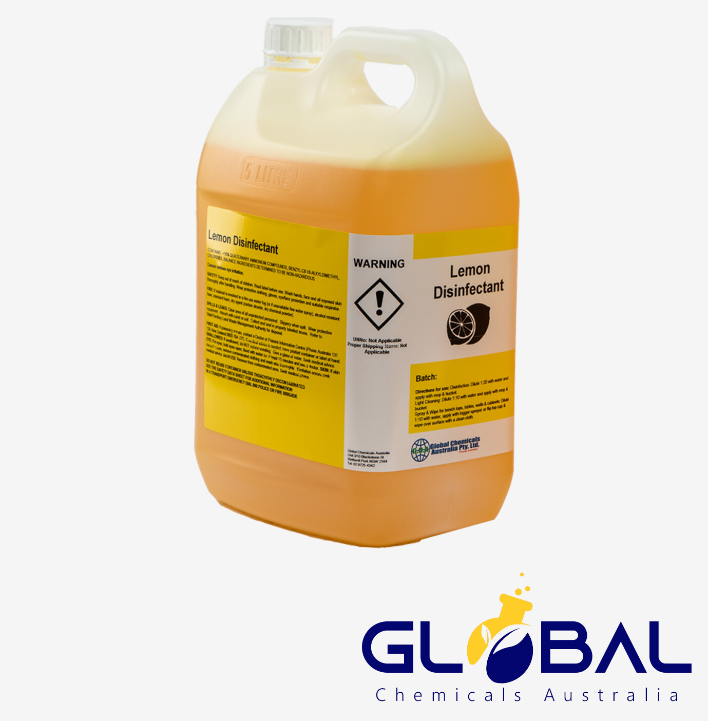 Global Lemon Disinfectant Cleaner, Size: 5 Litre