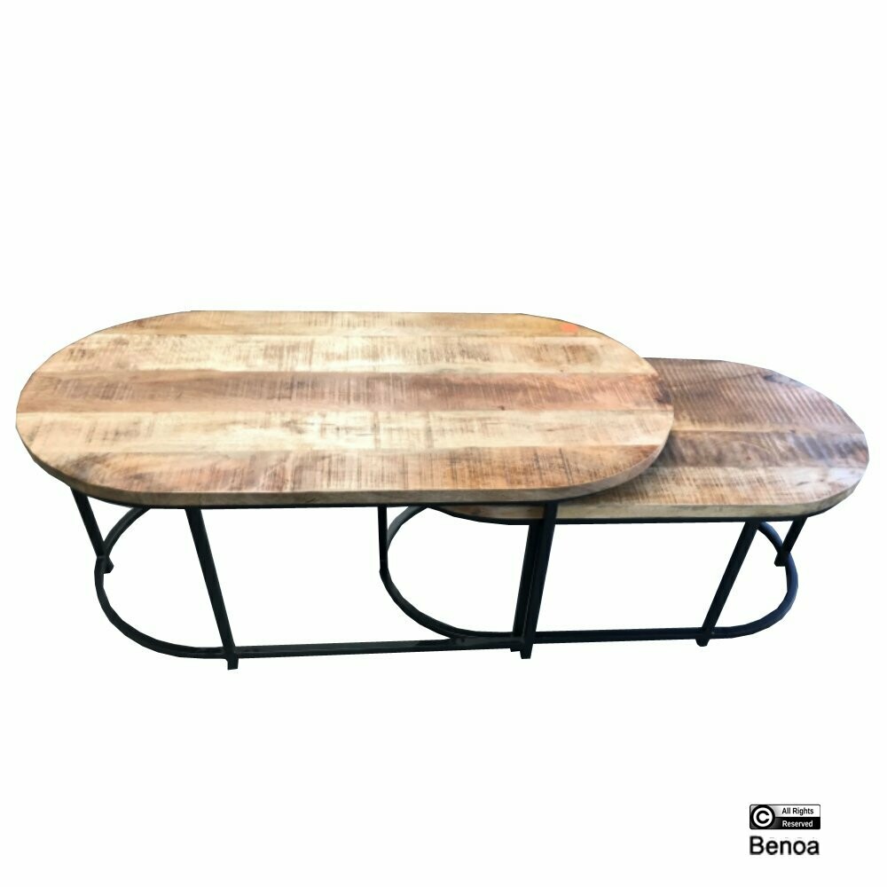 Ovale salontafelset (3 cm dik mangohout)