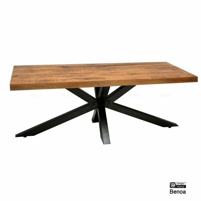 Salontafel rechthoek mangohout met spinpoot