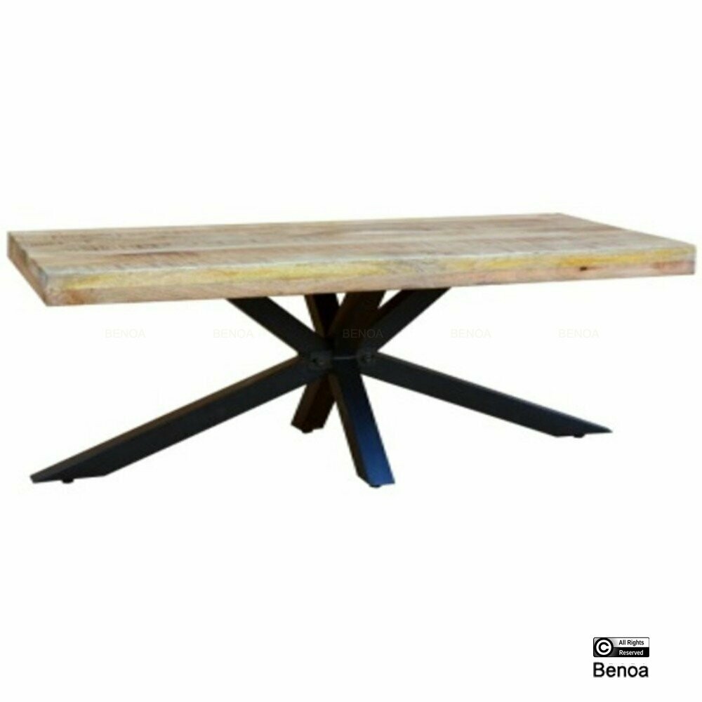 Mangohout salontafel rechthoek met spinpoot