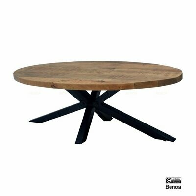 Ovale salontafel zwarte spinpoot 130x70cm