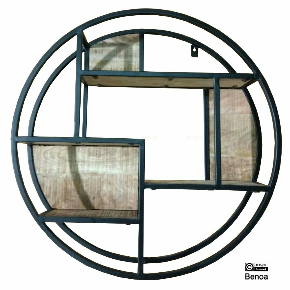 Wandrek (mangohout en zwart staal) 80cm