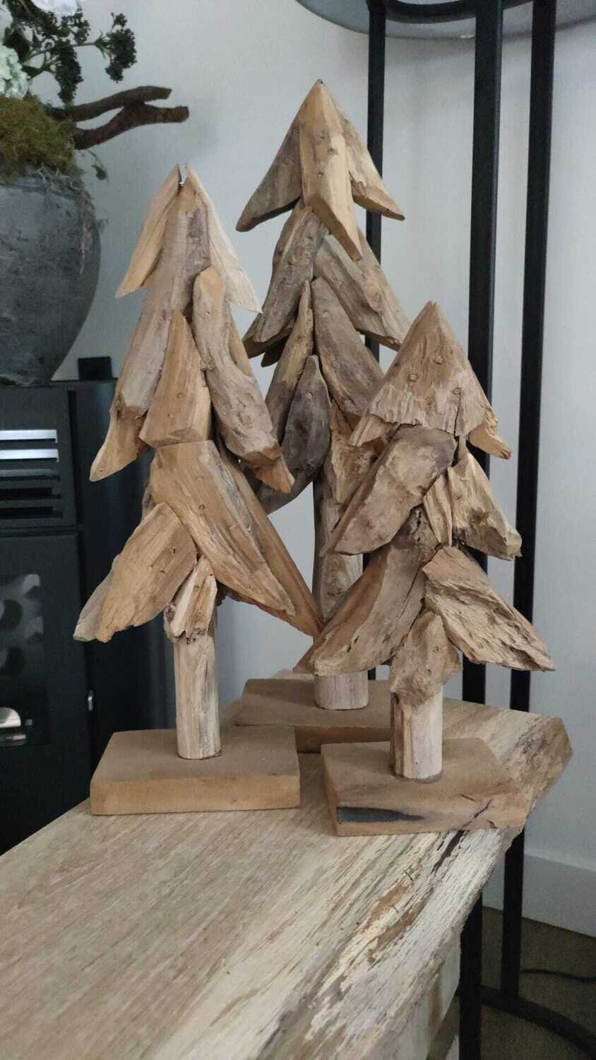 Kerstbomen teakhout (set van 3)