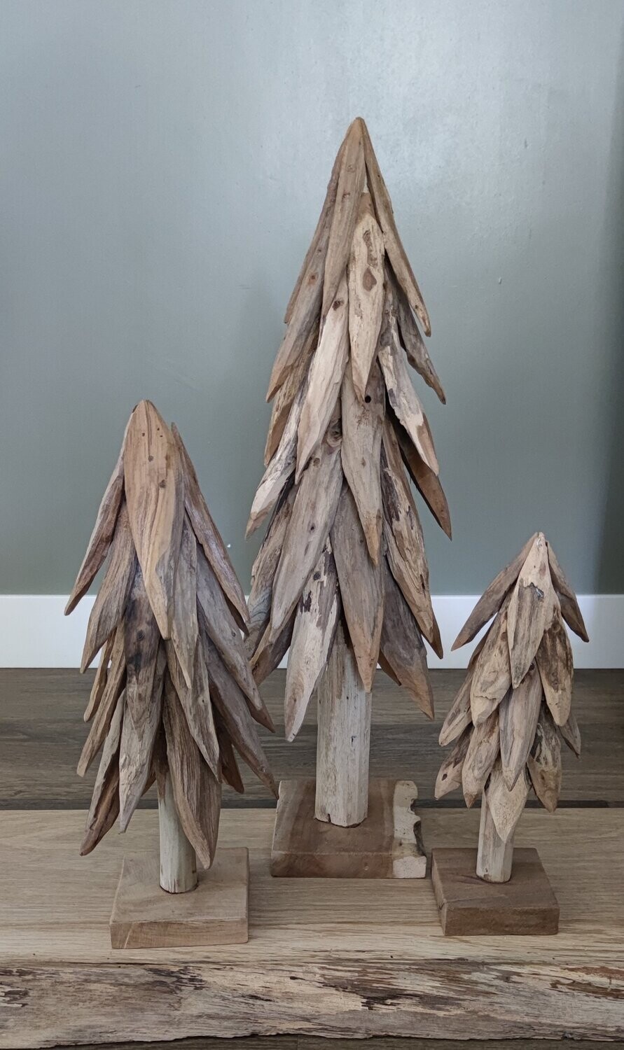 Kerstbomen teakhout (set van 3)