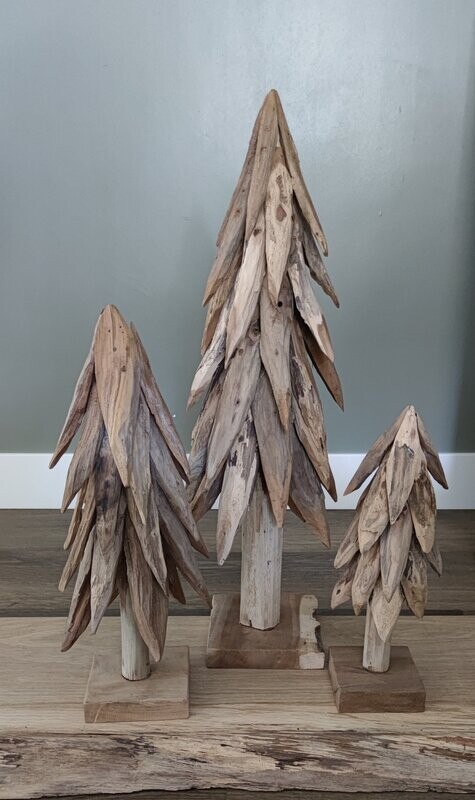 Kerstbomen teakhout (set van 3)