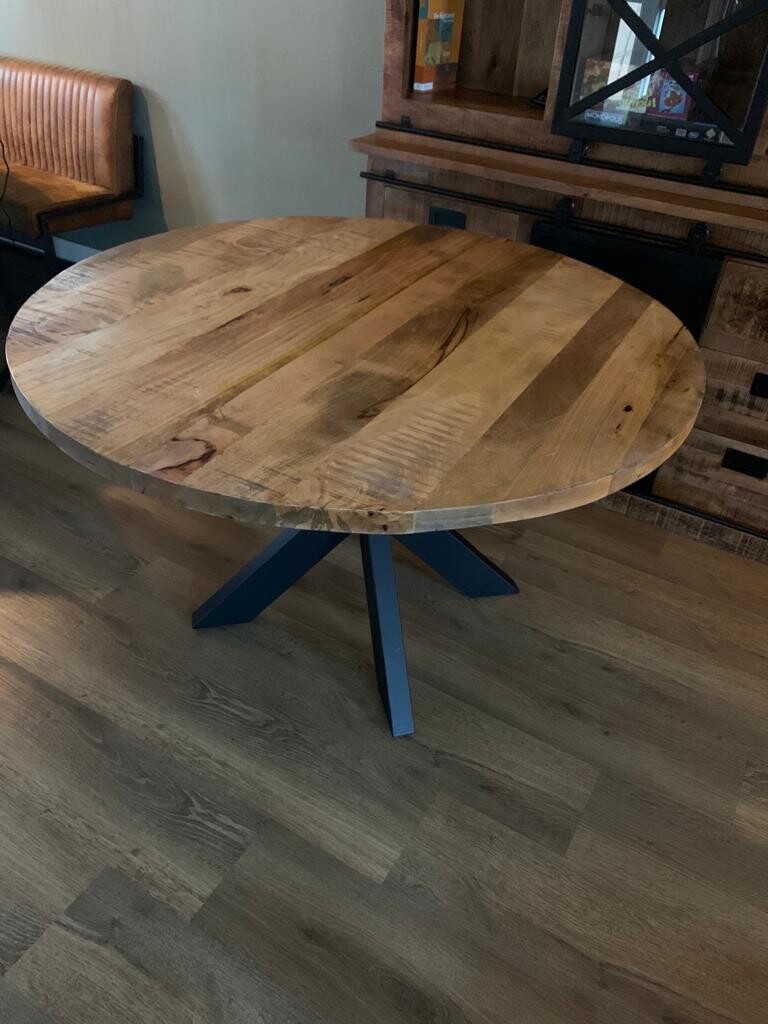 Eettafel massief mangohout (rond)