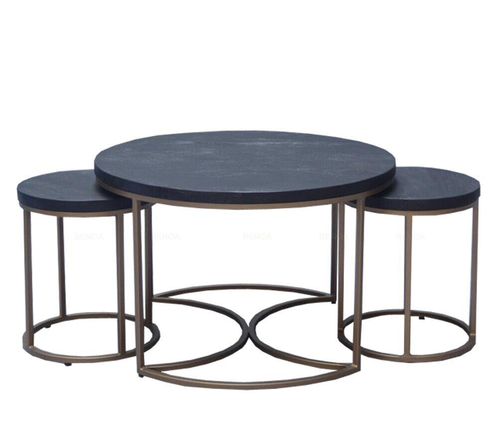 Salontafelset (zwart&goud) messing