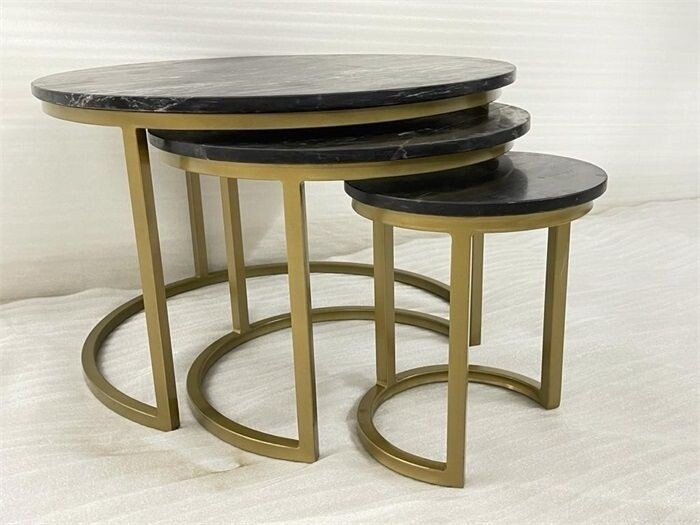 Salontafelset van 3 (zwart/goud)