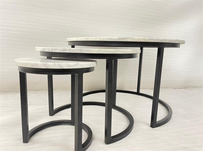 Salontafelset van 3 marmer (wit/zwart)