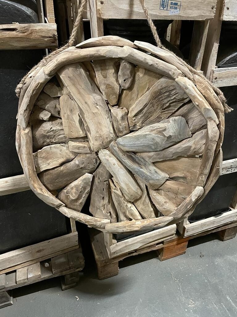 Wanddecoratie teakhout