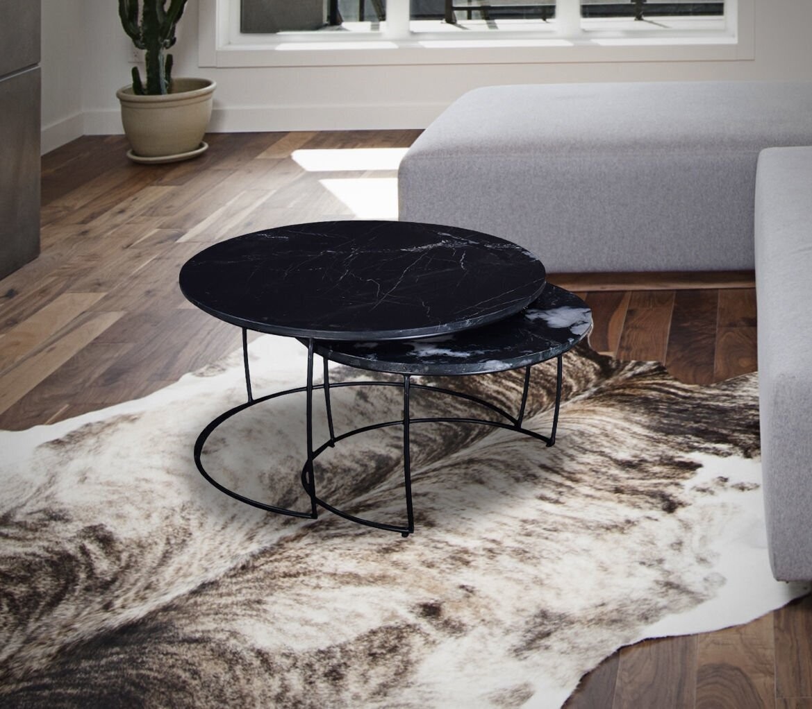 Salontafelset marmer zwart