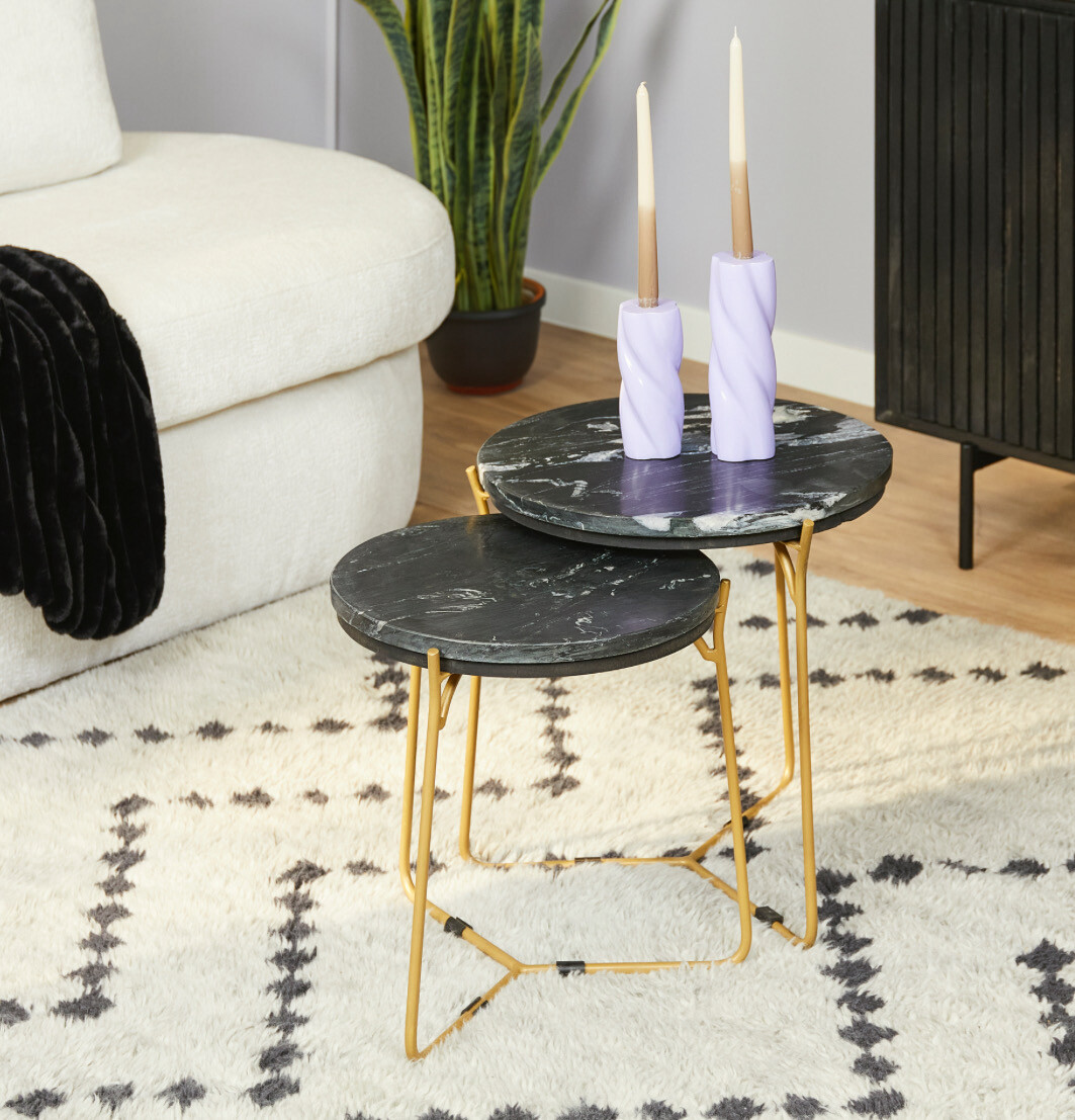 Salontafel set Caly | Zwart marmer Design
