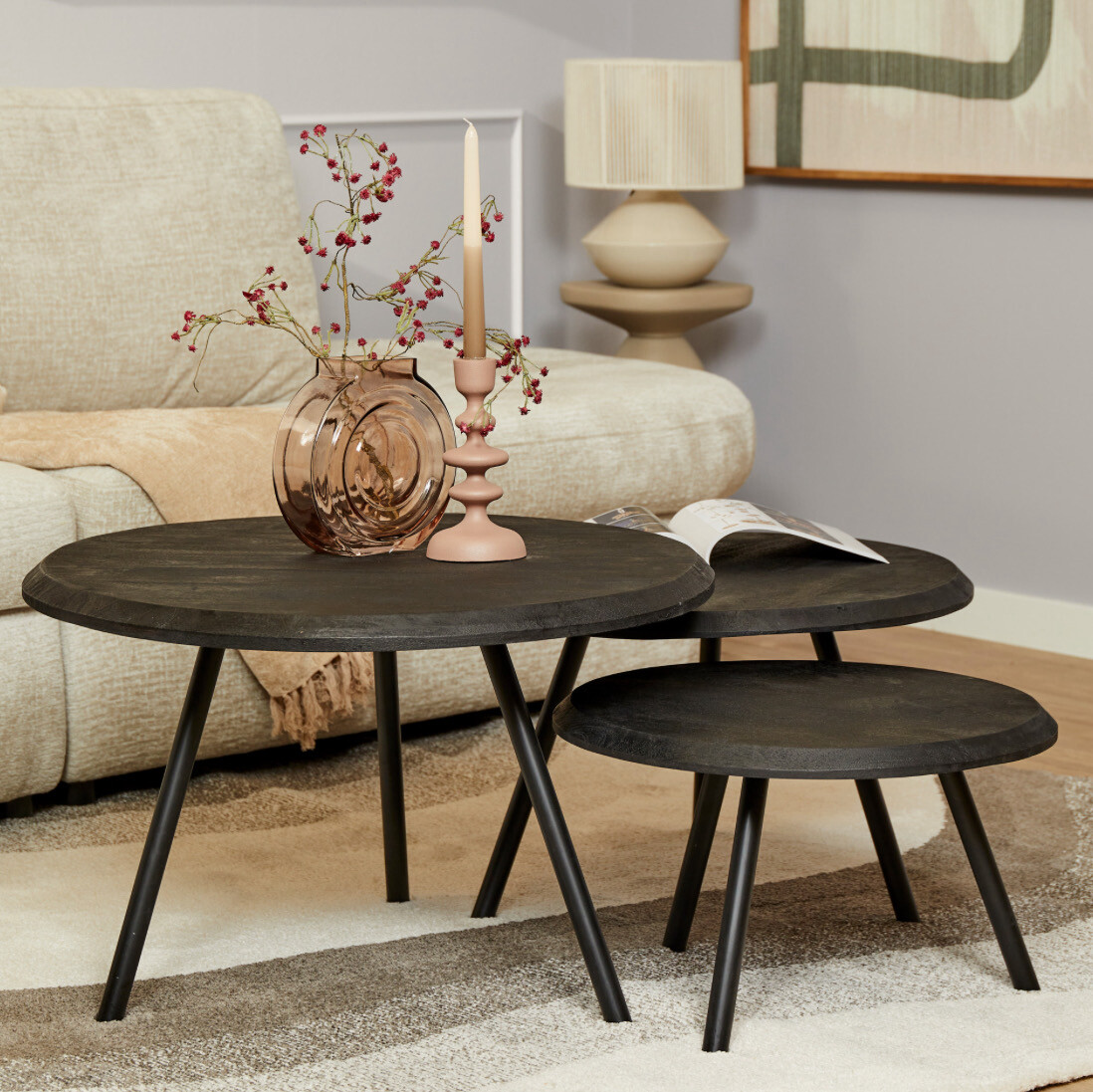 Salontafel Ohio Black | set van 3