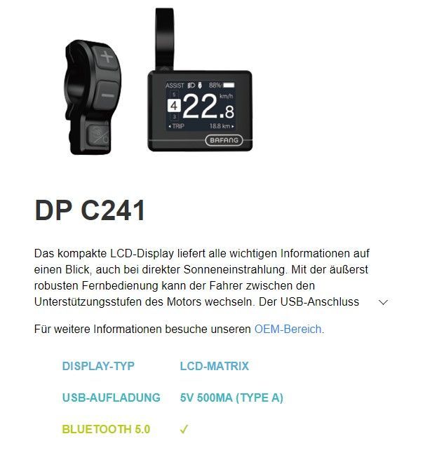 Bafang Display DP C241 CANBus