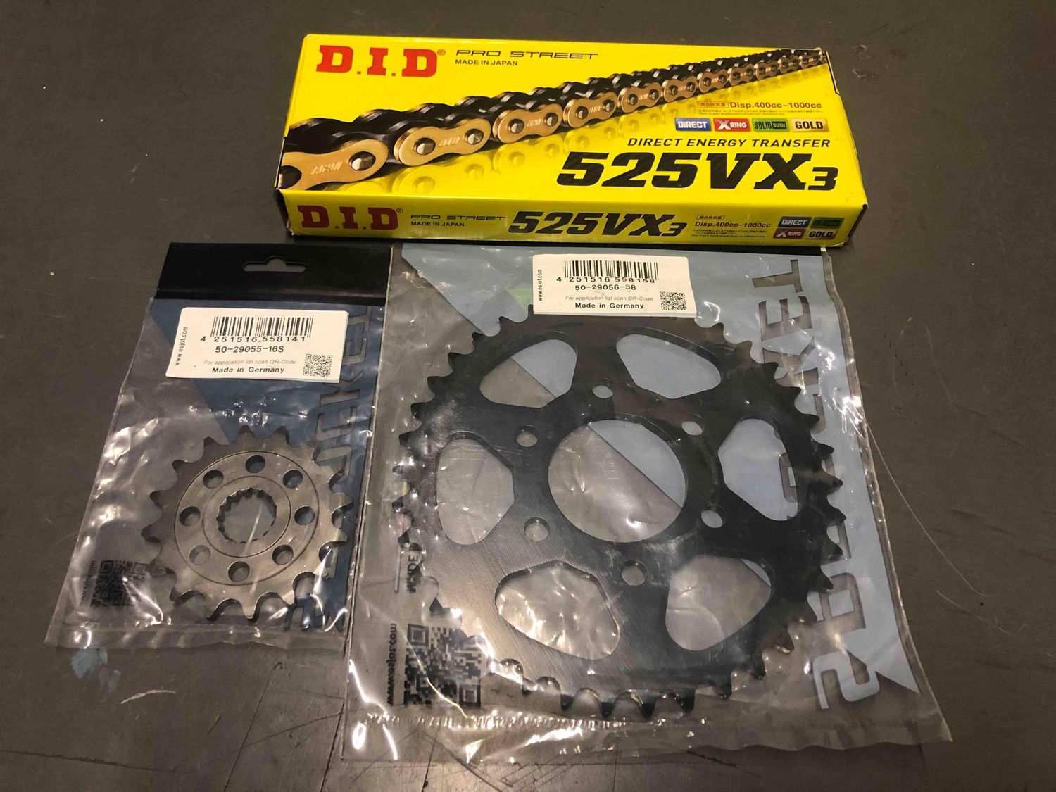 D.I.D KETTENSATZ  525VX3-Gold/Black (16 Zähne) - REH 410