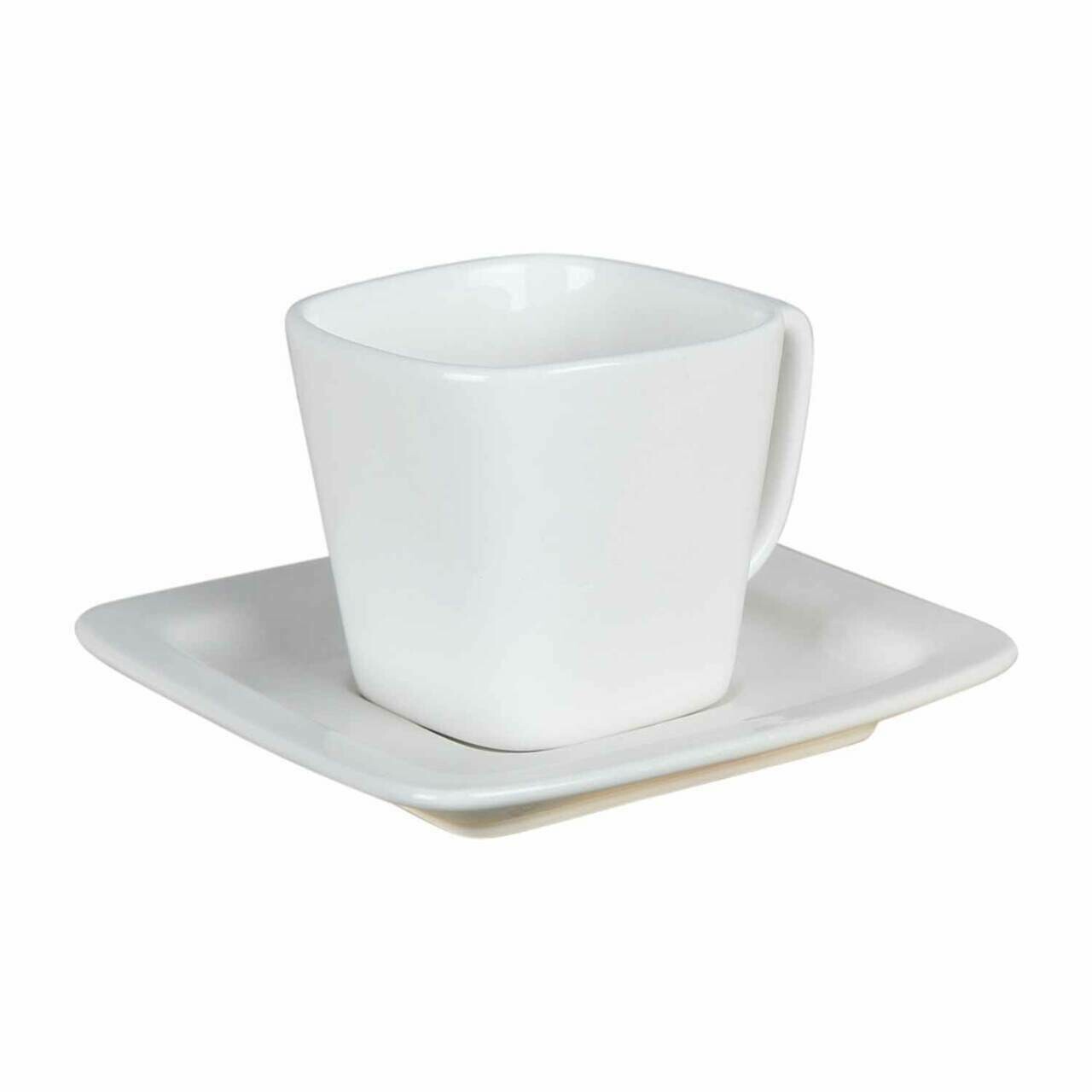 Set of 6 white cups and saucer
