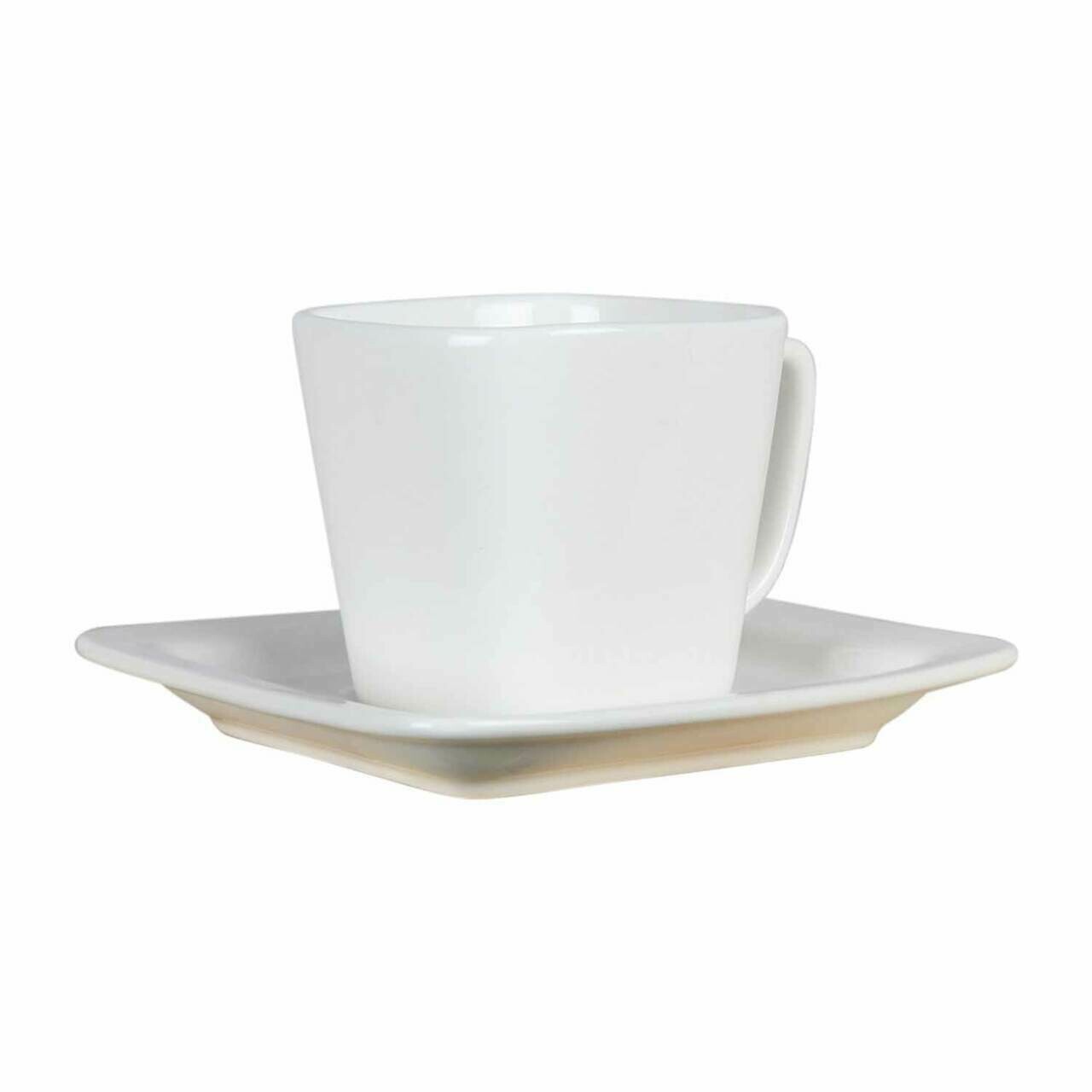 Set of 6 white cups and saucer