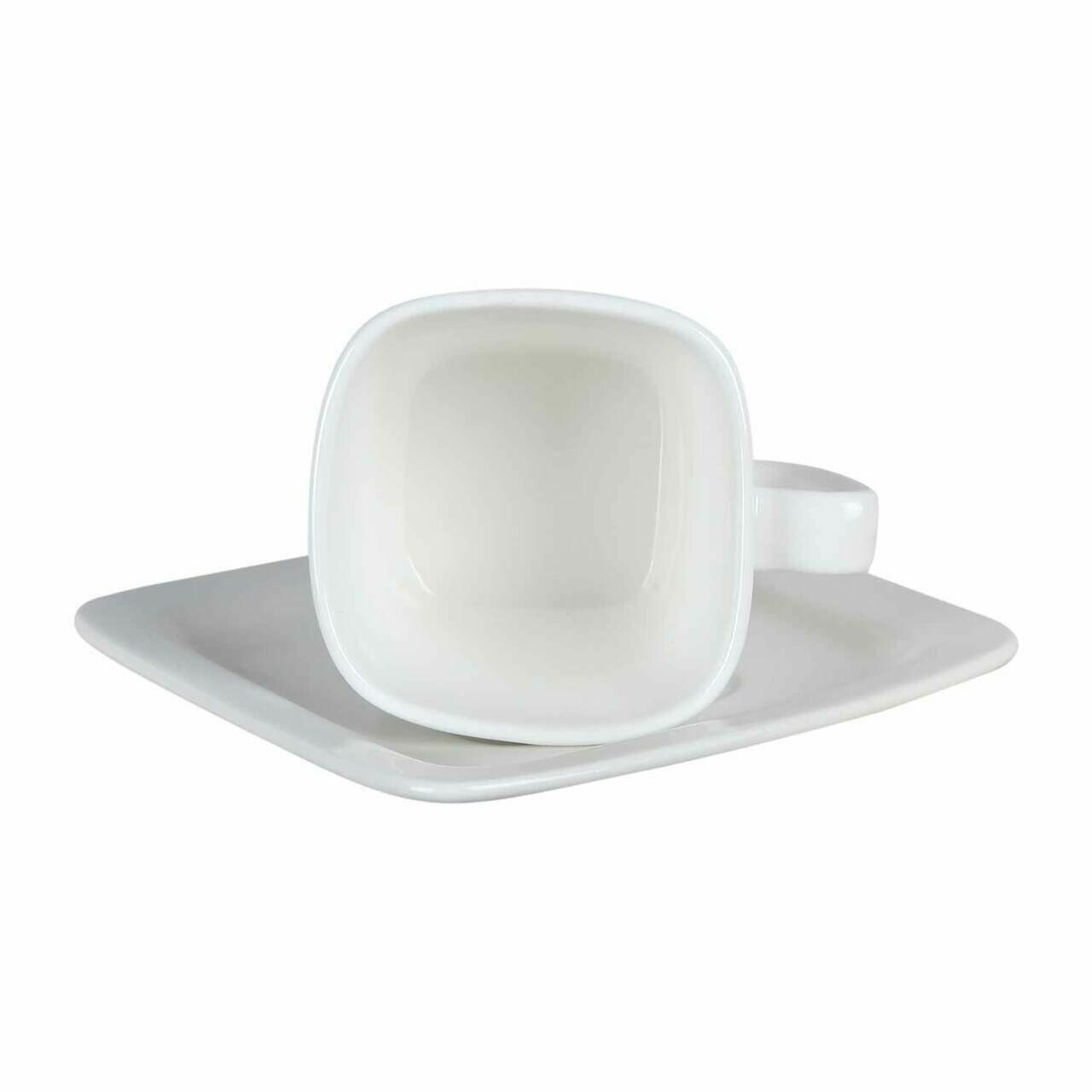 Set of 6 white cups and saucer