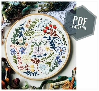 "Fruits garden doodling" (only pattern) - pdf pattern 20 cm (8")