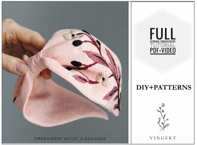 "Pink headband" - pdf pattern + video tutorial - DIY