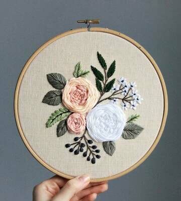 "Garden roses" pdf pattern 20 cm (8") or 17,5cm (7")  + video tutorial