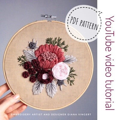 "Raspberries and thistles" pdf pattern 20 cm (8") + video tutorial