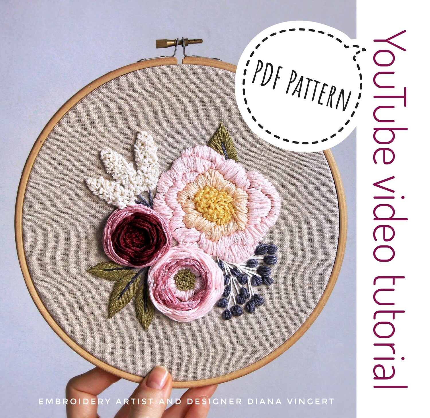 "Raspberry jam" pdf pattern 20 cm (8") + video tutorial